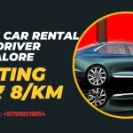 Sedan car rental with driver bangalore Stating at 8 km