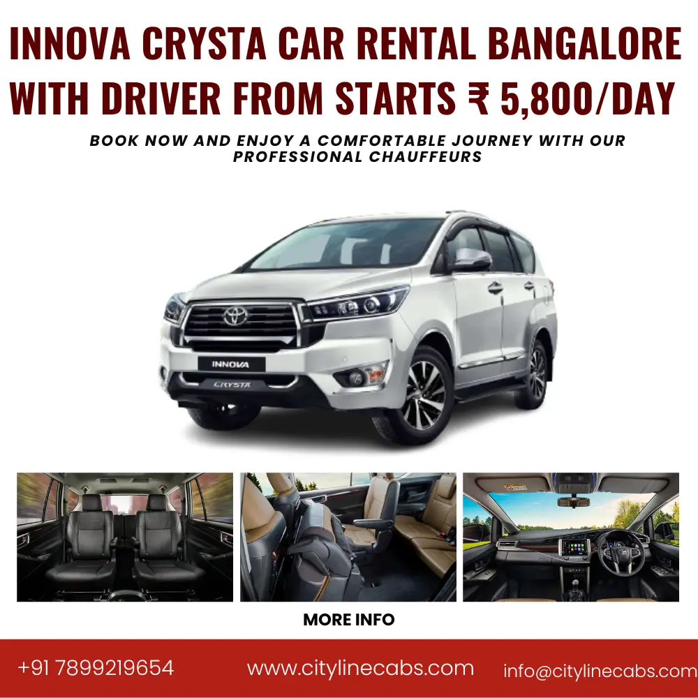 INNOVA CRYSTA car rental bangalore with driver from Starts ₹ 5,800/day