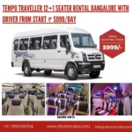 Tempo Traveller 12+1 Seater rental bangalore with driver from Start ₹ 5999/day