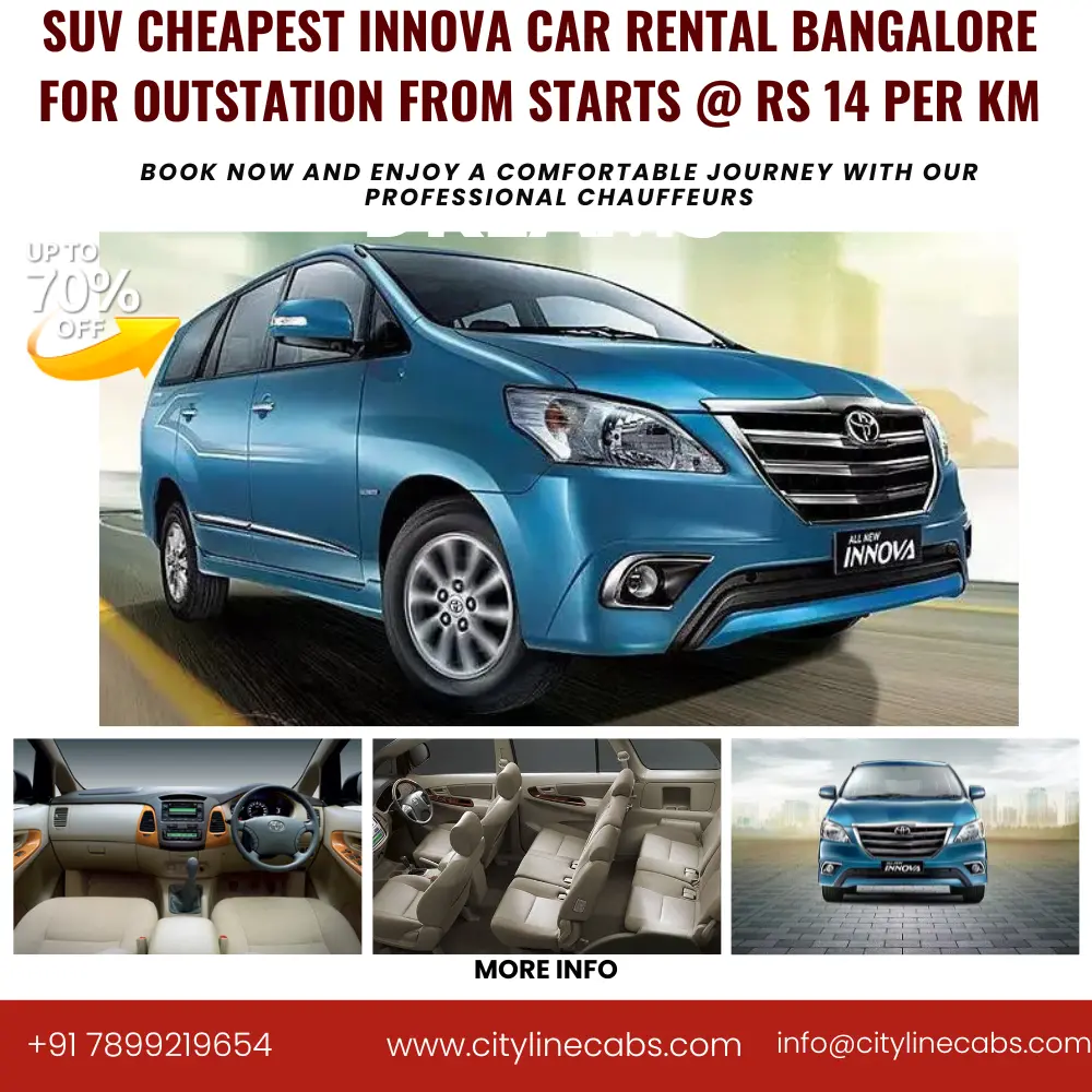 SUV cheapest Innova car rental Bangalore for Outstation