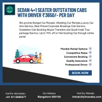 Sedan 4+1 Seater Outstation Cabs with driver ₹3650/- Day