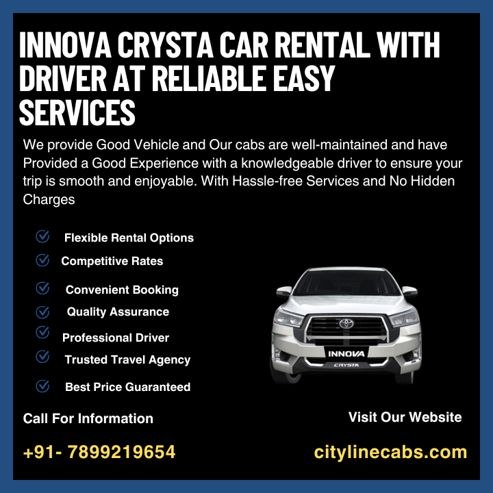 Innova Crysta Car Rental With Driver at Reliable Easy Services