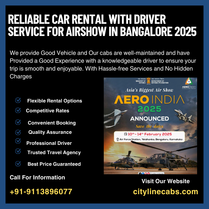 Reliable Car Rental with driver Service for Airshow in Bangalore