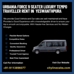 Urbania Force 9 Seater Luxury tempo traveller rent in Yeswanthpura